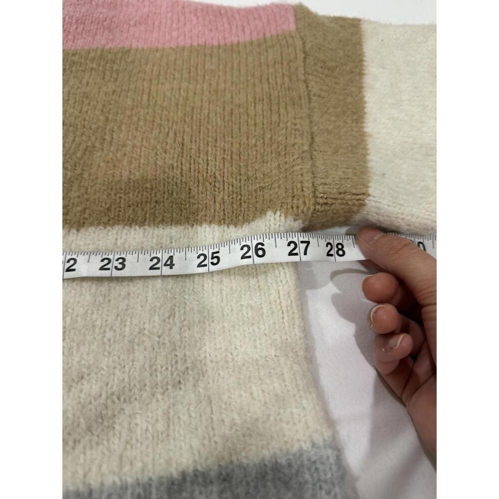 Topshop Supersoft Brown Stripe Fuzzy Brushed Knit Crewneck Sweater- Size 14 - Picture 7 of 9